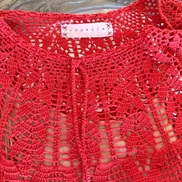 Anthropologie Korovilas Isabel Crochet Dress Small Nude Lined Boho Beachy - Picture 6 of 15